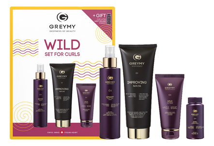 GREYMY Набор для волос Wild Set For Curls (крем Wild Texturizing 100мл + пудра для объема Chic Ultra 10г + спрей д/укладки Smart Twist 150мл + маска Improving Mask 200мл)