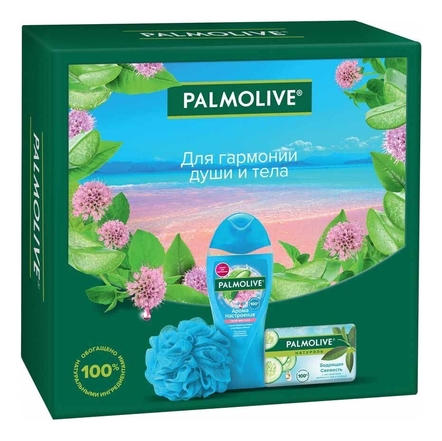 Palmolive Набор для тела Твой массаж и бодрящая свежесть (гель для душа 250мл + туалетное мыло 90 + мочалка)