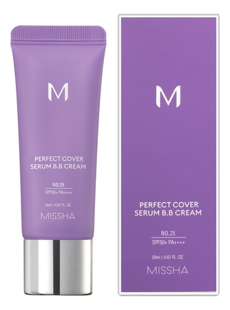 Missha Тональный крем с антивозрастной сывороткой для сияния кожи M Perfect Cover Serum BB Cream SPF50+ PA++++ 20мл