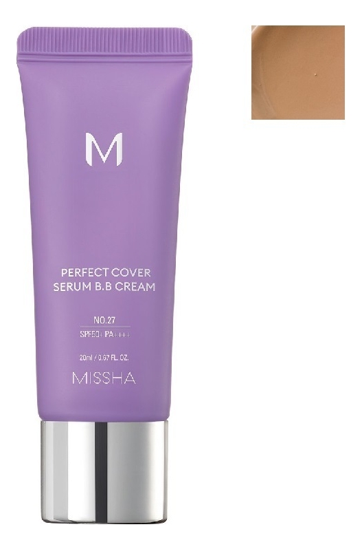 Тональный крем с антивозрастной сывороткой для сияния кожи M Perfect Cover Serum BB Cream SPF50+ PA++++ 20мл: 27 Honey Beige