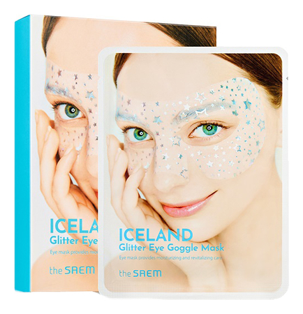 The Saem Тканевая маска с глиттером для кожи вокруг глаз Iceland Glitter Eye Goggle Mask 10г