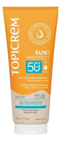 TOPICREM Увлажняющее солнцезащитное молочко для тела Sun Protect Lait Solaire Hydratant SPF50+ PA++++ 200мл