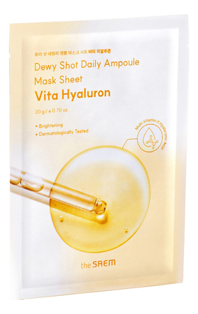 The Saem Тканевая маска для лица с гиалуроновой кислотой Dewy Shot Daily Ampoule Vita Hyaluron 20г