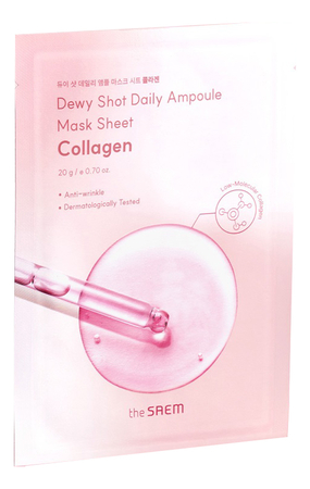 The Saem Тканевая маска для лица с коллагеном Dewy Shot Daily Ampoule Mask Sheet Collagen 20г