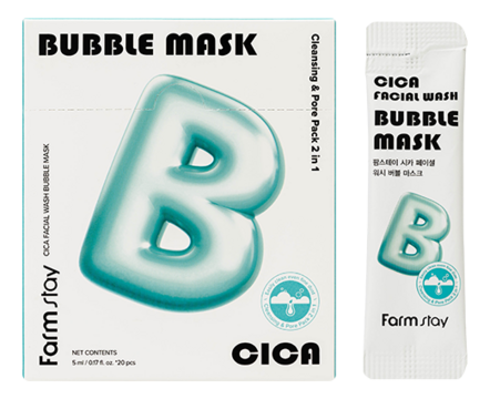 Farm Stay Пузырьковая маска с экстрактом центеллы азиатской Cica Facial Wash Bubble Mask 20*5мл