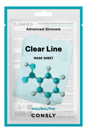 Consly Тканевая маска для лица с фруктовыми кислотами Clear Line Advanced Skincare Mask Sheet 25мл