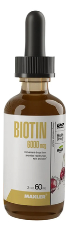 Maxler Биологически активная добавка к пище Биотин со вкусом вишни Biotin 6000 mcg 60мл