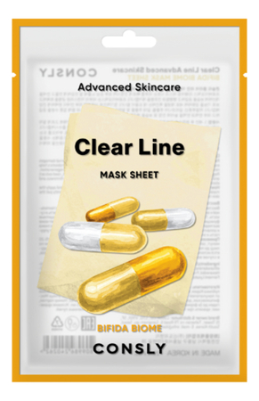 Consly Восстанавливающая тканевая маска для лица с пробиотиками Clear Line Advanced Skincare Bifida Biome Mask Sheet 25мл