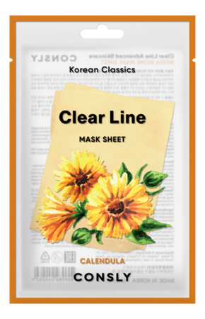 Consly Тканевая маска для лица с экстрактом календулы Clear Line Korean Classics Calendula Mask Sheet 25мл