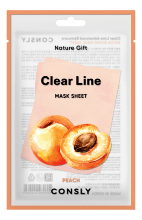 Consly Тканевая маска для лица с экстрактом персика Clear Line Nature Gift Peach Mask Sheet 25мл