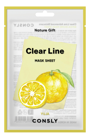 Consly Тканевая маска для лица с экстрактом юдзу Clear Line Nature Gift Yuja Mask Sheet 25мл