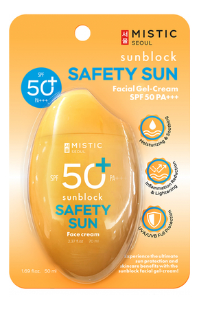 MISTIC Солнцезащитный гель-крем для лица Sunblock Safety Sun Gel-Cream SPF50 PA+++ 50мл