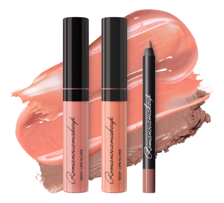 Romanovamakeup Набор для макияжа губ (карандаш Sexy Contour Lip Liner Ice Kiss Mini + блеск Sexy Lips Gloss Fabulous 8,5мл + блеск Sexy Lips Gloss Flirty 8,5мл)