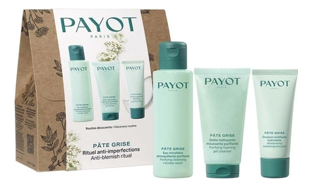 Payot Набор для лица Pate Grise (очищающий гель Gelee Nettoyante 50мл + эмульсия Emulsion Matifiante Hydratante 30мл + мицеллярная вода Eau Micellaire 100мл)