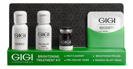 GiGi Набор для лица осветляющий Brightening (лосьон Retin A 20мл + мыло Ester C 20мл + пилинг Retin A 8мл + крем Recovery 4*2мл)