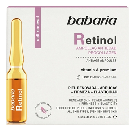 Babaria Антивозрастные ампулы для лица с ретинолом Retinol Ampoules 5*2мл