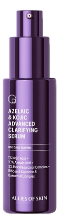 Allies of Skin Сыворотка для лица с азелаиновой и койевой кислотой Azelaic & Kojic Advanced Clarifying Serum 30мл