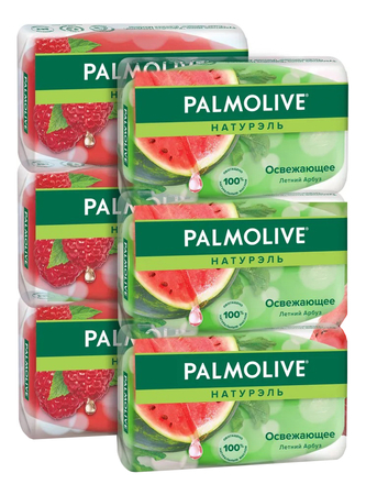 Palmolive Набор для тела 6*90г (мыло Освежающее Летний арбуз + мыло Смягчающее Свежая малина)