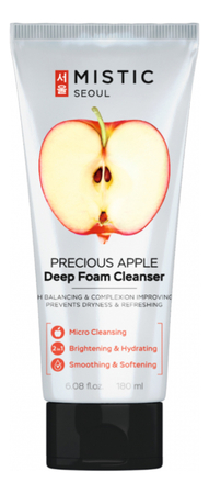 MISTIC Глубокоочищающая пенка для умывания с экстрактом яблока Precious Apple Deep Foam Cleanser 180мл 