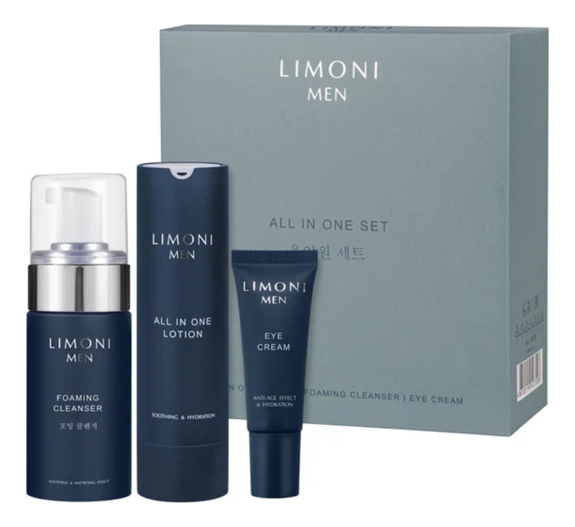

Набор для лица Men (лосьон All In One Lotion 50мл + пенка Foaming Cleanser 100мл + крем для кожи вокруг глаз Eye Cream 25мл)