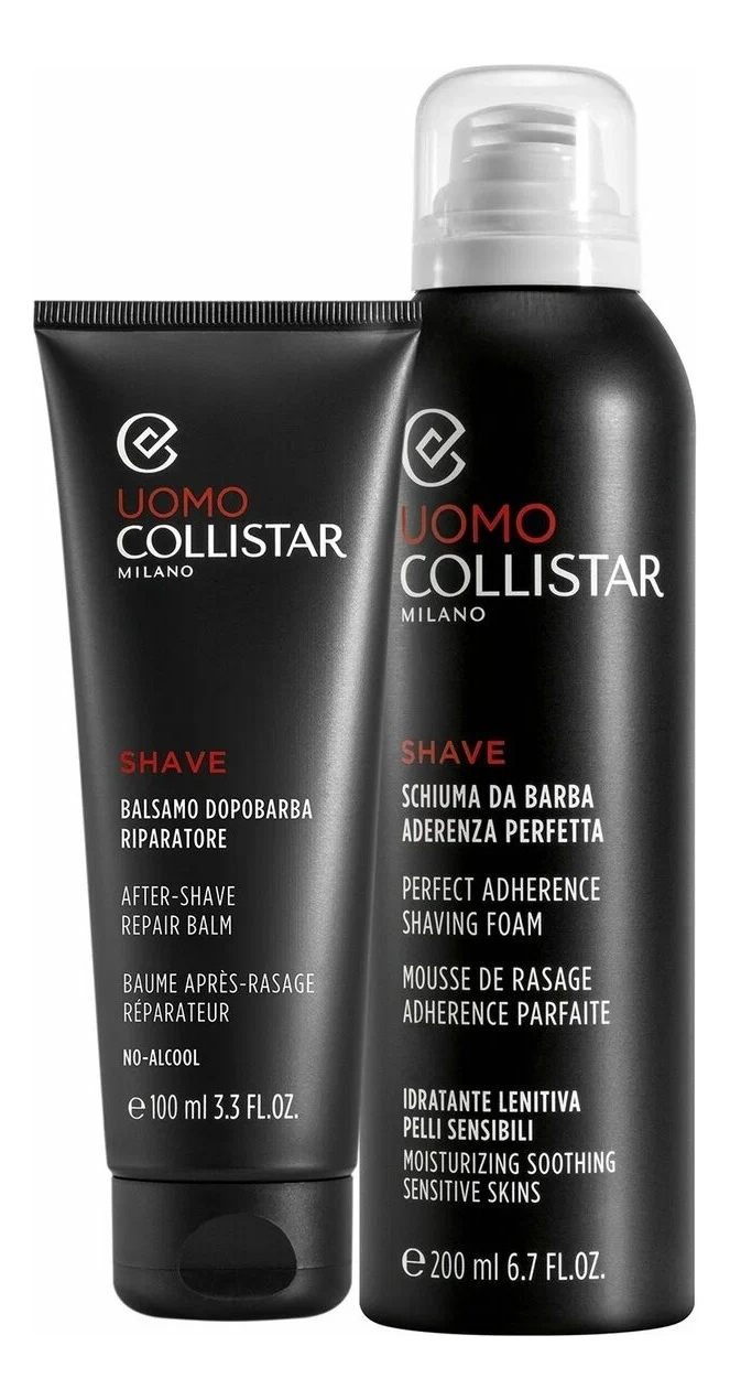 

Набор Uomo (пена д/бритья Shave Schiuma Da Barba Aderenza Perfetta 200мл + бальзам после бритья After Shave Repair Balm 100мл)