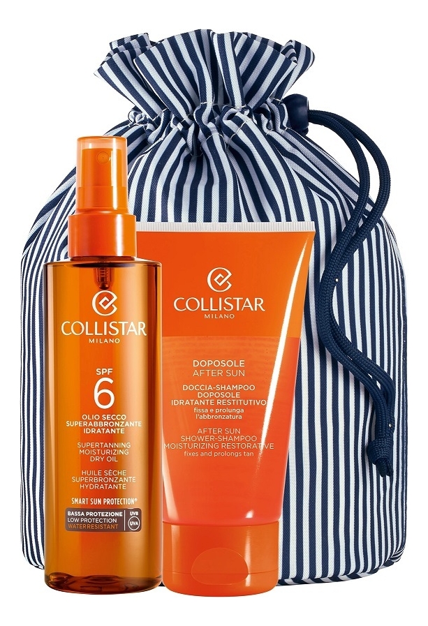 Набор (масло д/загара Olio Secco SPF6 200мл + шампунь после солнца Doccia-Shampoo Doposole 150мл + сумочка)