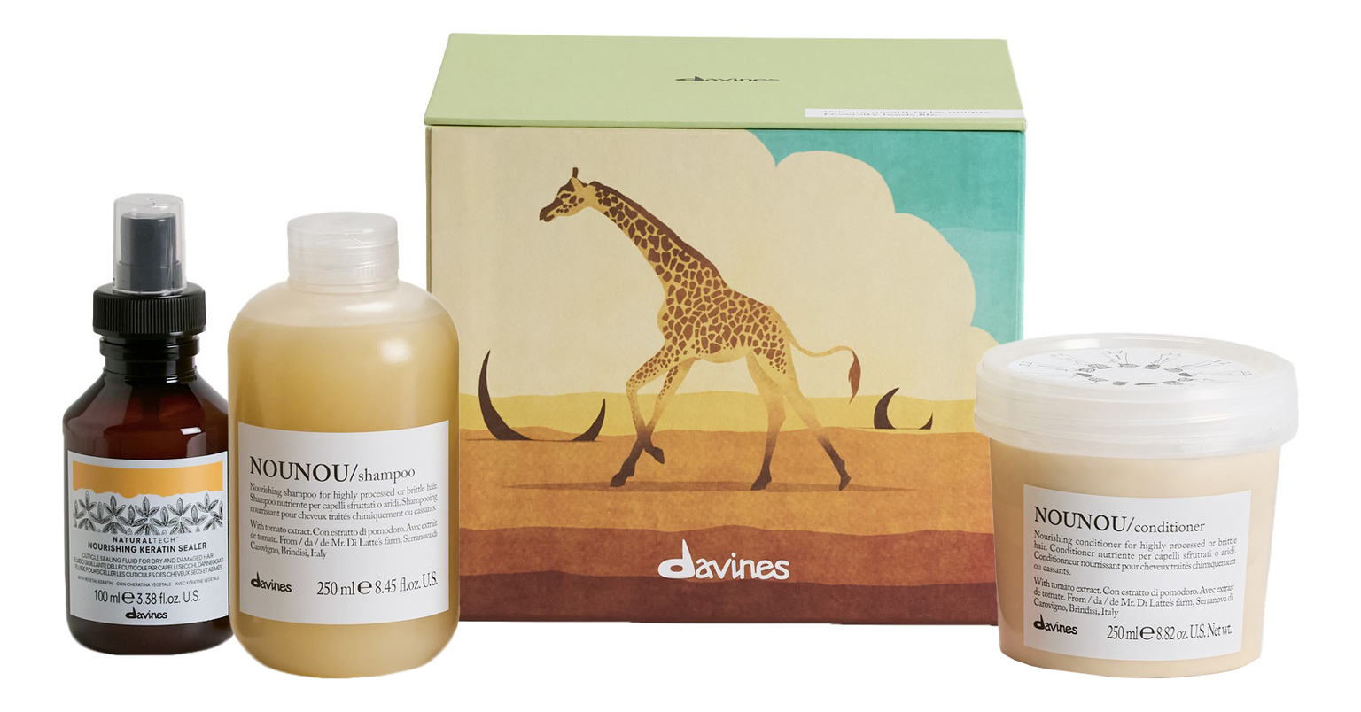 

Набор для волос Radiant Savanna (шампунь Nounou 250мл + кондиционер Nounou 250мл + флюид Nourishing Keratin Sealer 100мл)