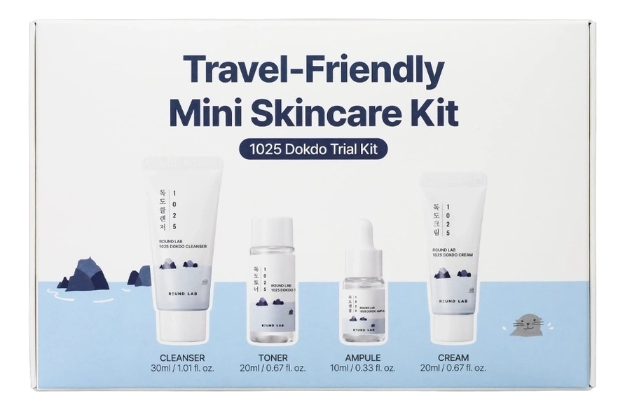 

Набор для лица с морской водой 1025 Dokdo Trial (пенка 30мл + тонер 20мл + сыворотка 10мл + крем 20мл)