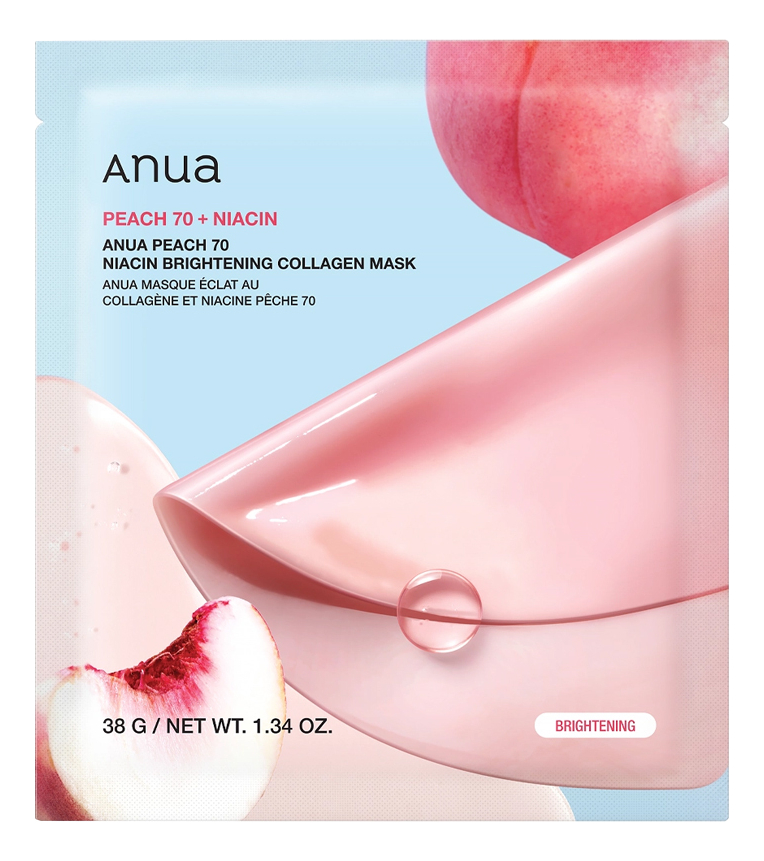 Осветляющая гидрогелевая маска для лица Peach 70 Niacin Brightening Collagen Mask 38г: Маска 4шт