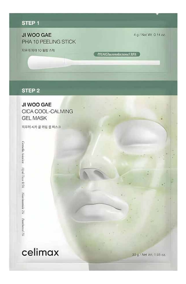 

Гидрогелевая маска для лица с экстрактом центеллы азиатской Ji Woo Gae Cica PHA Peel 2-Step Gel Mask 30г/4г: Маска 4шт, Гидрогелевая маска для лица с экстрактом центеллы азиатской Ji Woo Gae Cica PHA Peel 2-Step Gel Mask 30г/4г