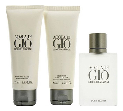 

Acqua di Gio pour homme: набор (т/вода 50мл + шампунь 75мл + бальзам п/бритья 75мл), Acqua Di Gio Pour Homme