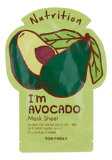 Tony Moly Тканевая маска для лица с экстрактом авокадо Nutrition I'm Real Avocado Mask Sheet 21мл