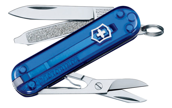 Нож-брелок SD 58мм 7 функций (полупрозрачный синий)