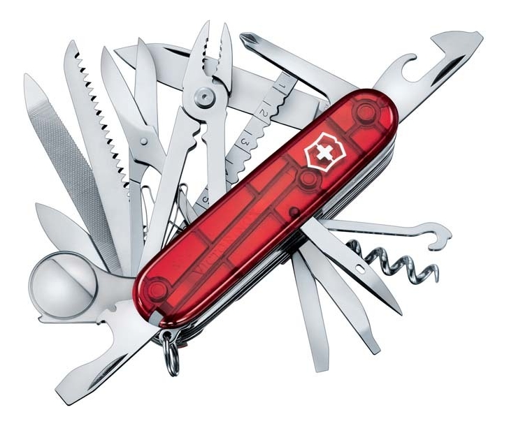 Нож перочинный Swisschamp 91мм 33 функции (полупрозрачный красный)