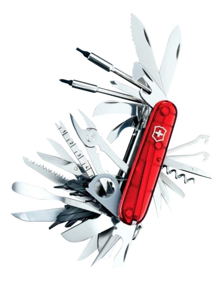 Нож перочинный Swisschamp XLT 91мм 49 функций (полупрозрачный красный)