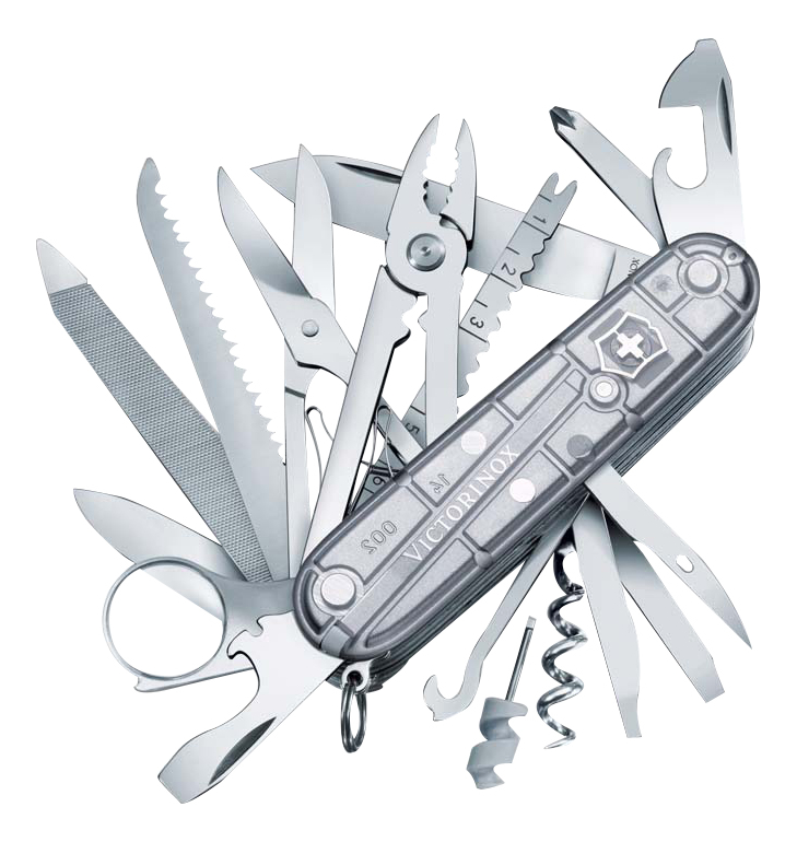 Нож перочинный Swisschamp 91мм 33 функции (полупрозрачный серебристый)