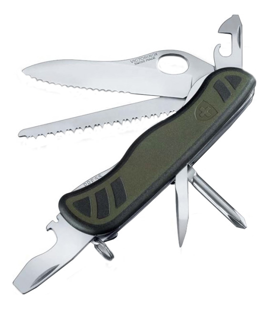 

Нож перочинный Swiss Soldier's Knife 08 111мм 10 функций (зеленый с черными вставками)