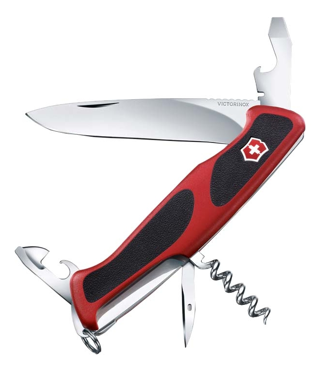 

Нож перочинный Rangergrip 68 130мм 11 функций с фиксатором лезвия (красный с черным)