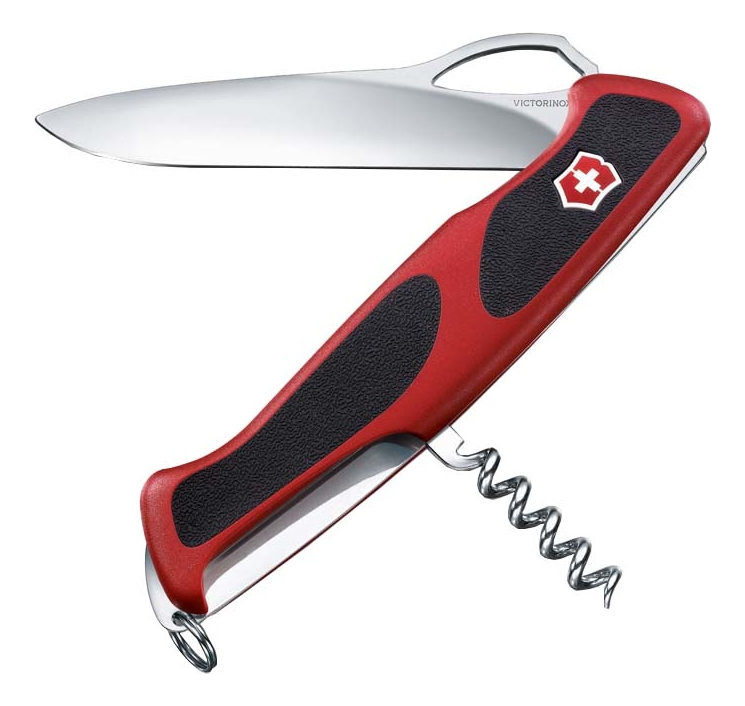 

Нож перочинный Rangergrip 63 130мм 5 функций с фиксатором лезвия (красный с черным)