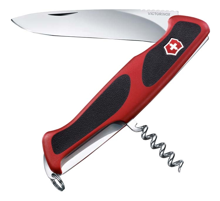 

Нож перочинный Rangergrip 52 130мм 5 функций с фиксатором лезвия (красный с черным)