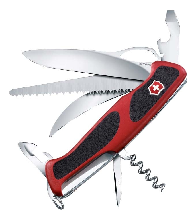 

Нож перочинный Rangergrip 57 Hunter 130мм 13 функций с фиксатором лезвия (красный с черным)
