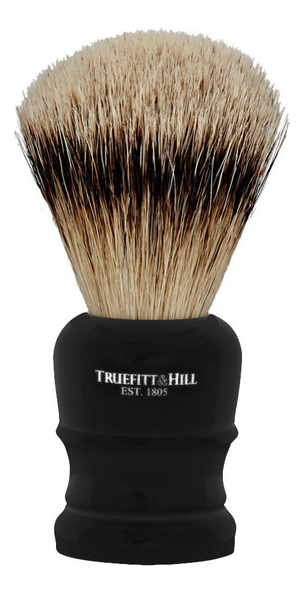 

Помазок Faux Ebony Super Badger Shave Brush Wellington (ворс серебристого барсука, эбонит с серебром)