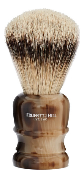 

Помазок Faux Horn Super Badger Shave Brush Wellington (ворс серебристого барсука, рог с серебром)
