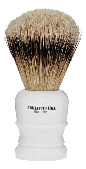 

Помазок Faux Porcelain Super Badger Shave Brush Wellington (ворс серебристого барсука, фарфор с серебром)