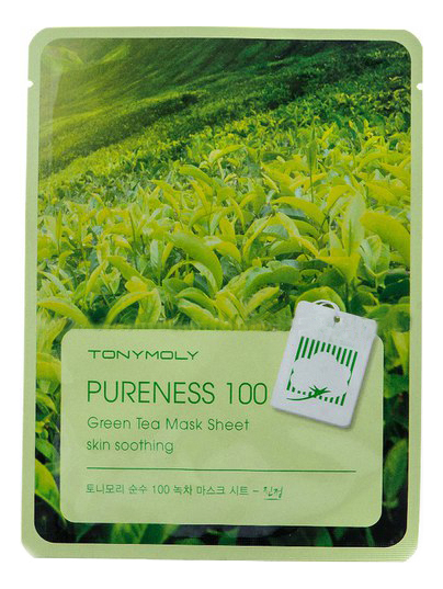 Купить Тканевая маска для лица с экстрактом зеленого чая Pureness 100 Green Tea Mask Sheet 21мл, Tony Moly