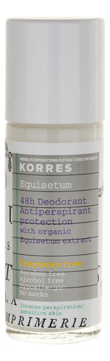 Купить Дезодорант Интенсивная защита с экстрактом хвоща 48h Deodorant Antiperspirant Equisetum Extract 30мл (без запаха), Korres