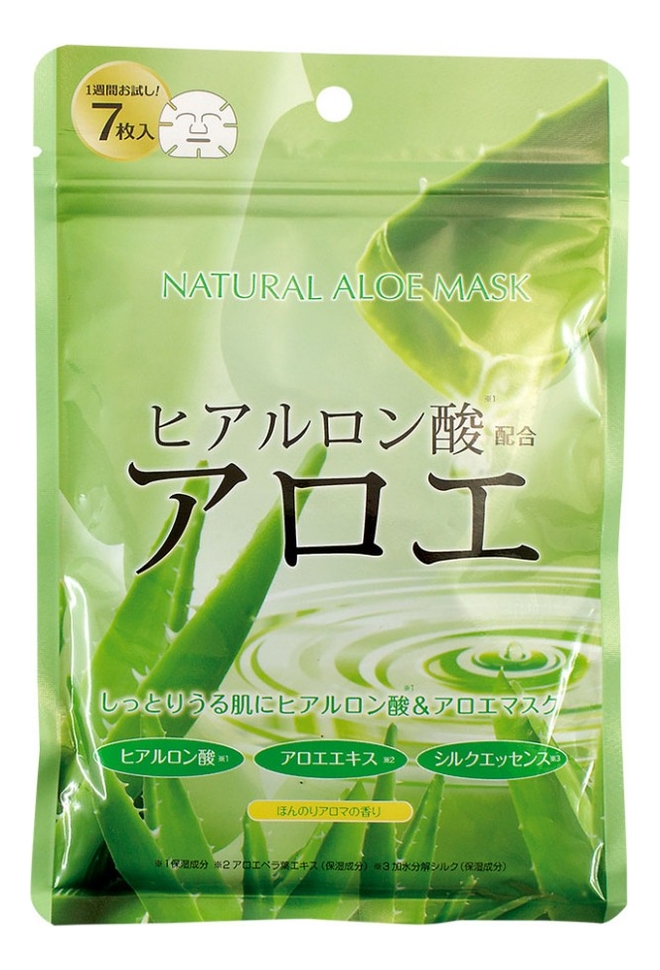 Маска для лица с экстрактом алоэ Natural Aloe Mask: Маска 7шт