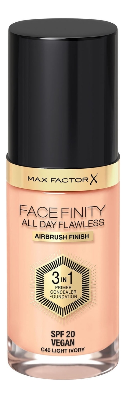 

Тональная основа Facefinity All Day Flawless 3 in 1 30мл: 40 Light Ivory, Тональная основа Facefinity All Day Flawless 3 in 1 30мл