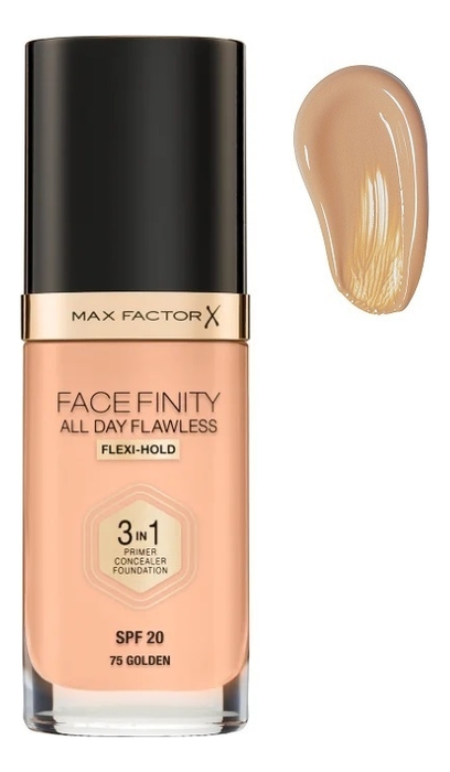 

Тональная основа Facefinity All Day Flawless 3 in 1 30мл: 75 Golden, Тональная основа Facefinity All Day Flawless 3 in 1 30мл