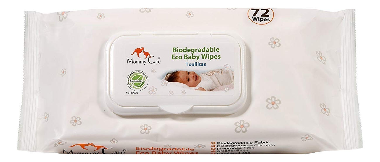 Органические детские влажные салфетки Biodegradable Organic Baby Wipes 72шт